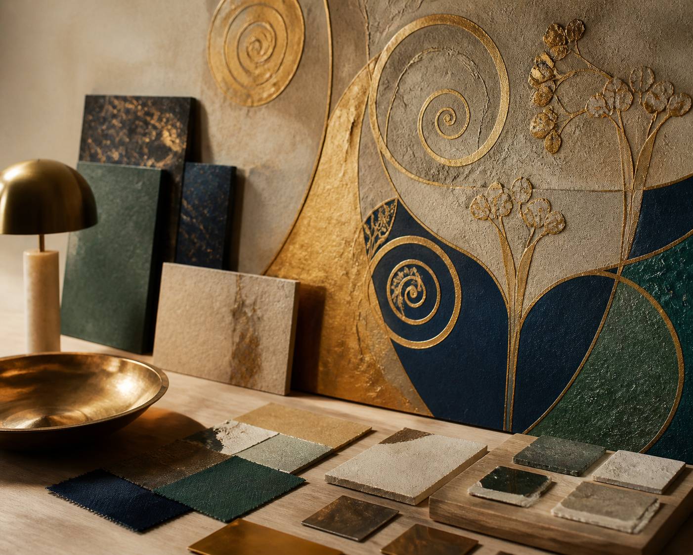 Détail décoratif en feuille d'or aux motifs Art nouveau viennois